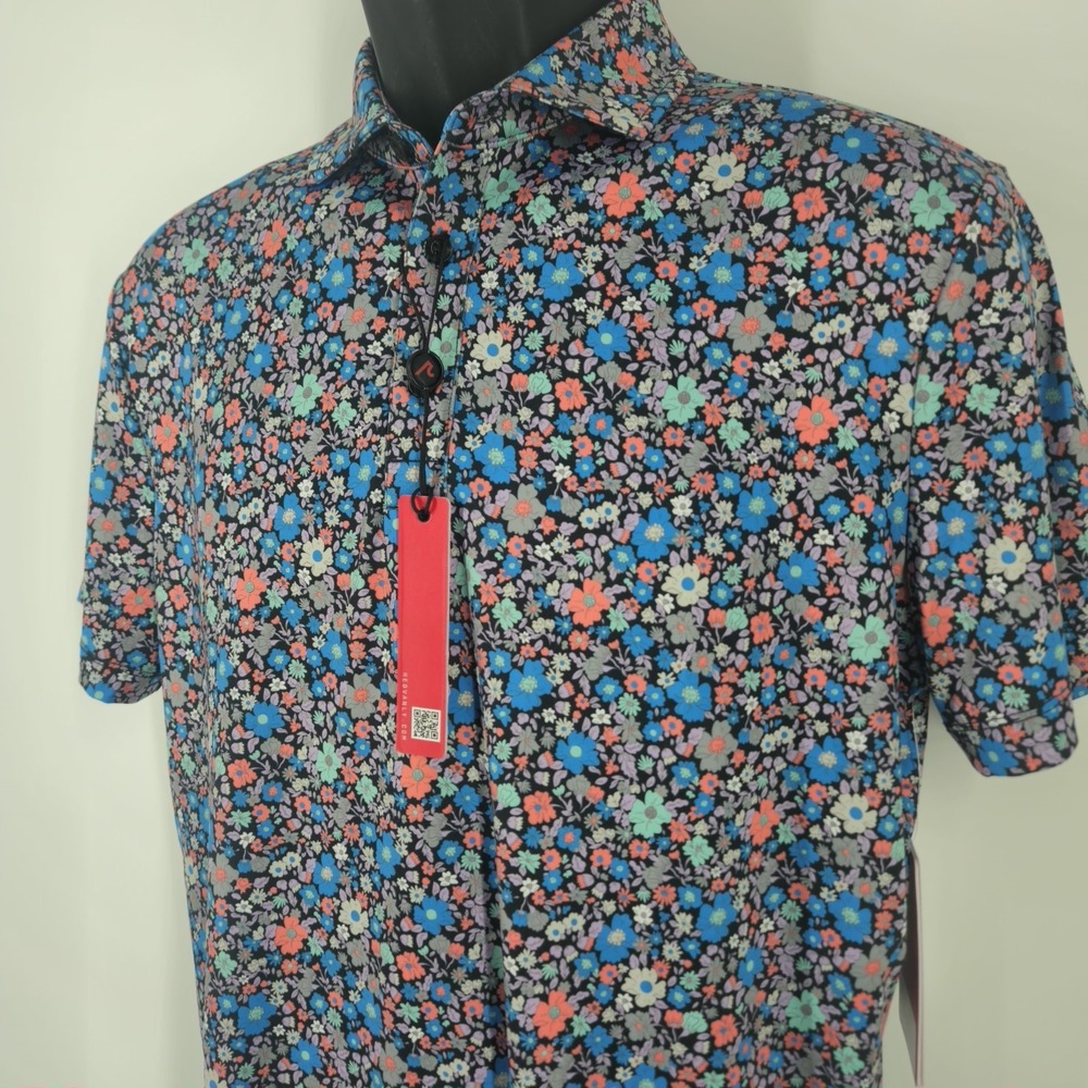 Redvanly Louis Tuxedo Multi Color Men's Size Small Floral Polo Shirt Luxury New